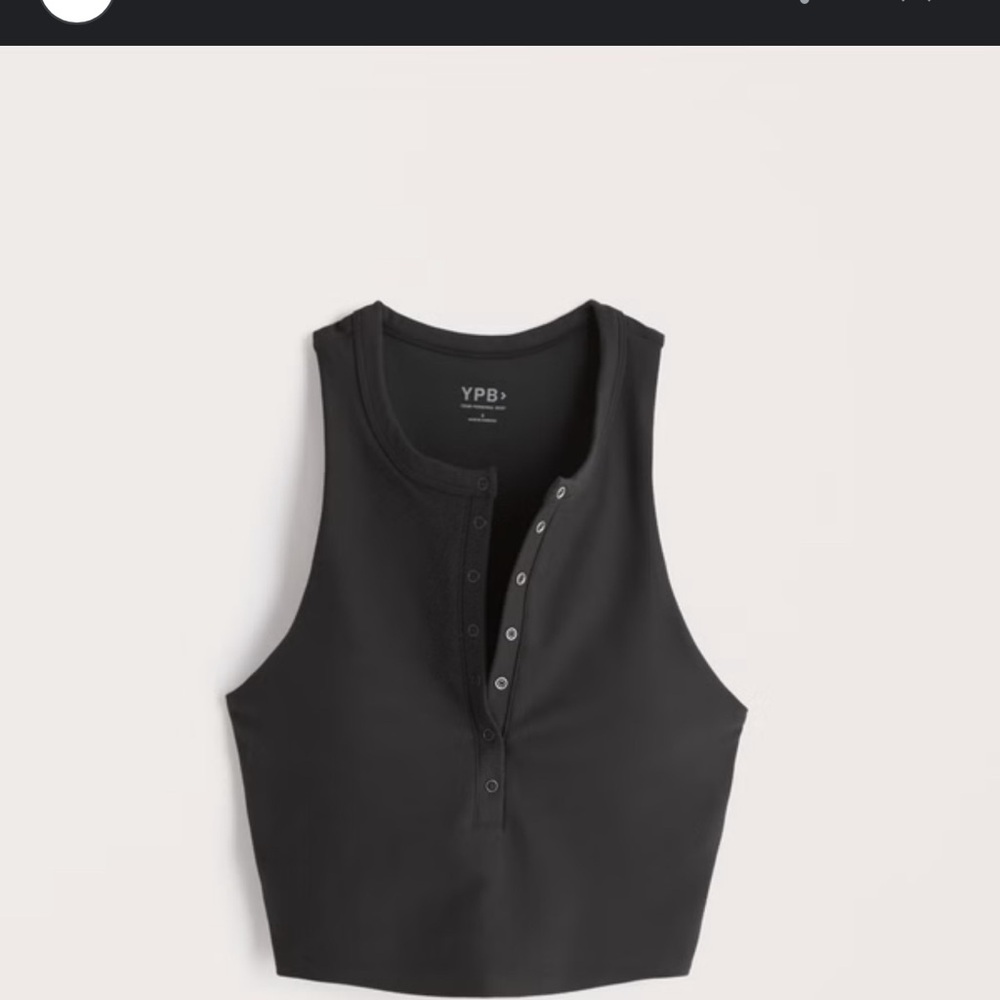 Abercrombie & Fitch YPB Black Buttoned Henley Tank Top Sports Bra